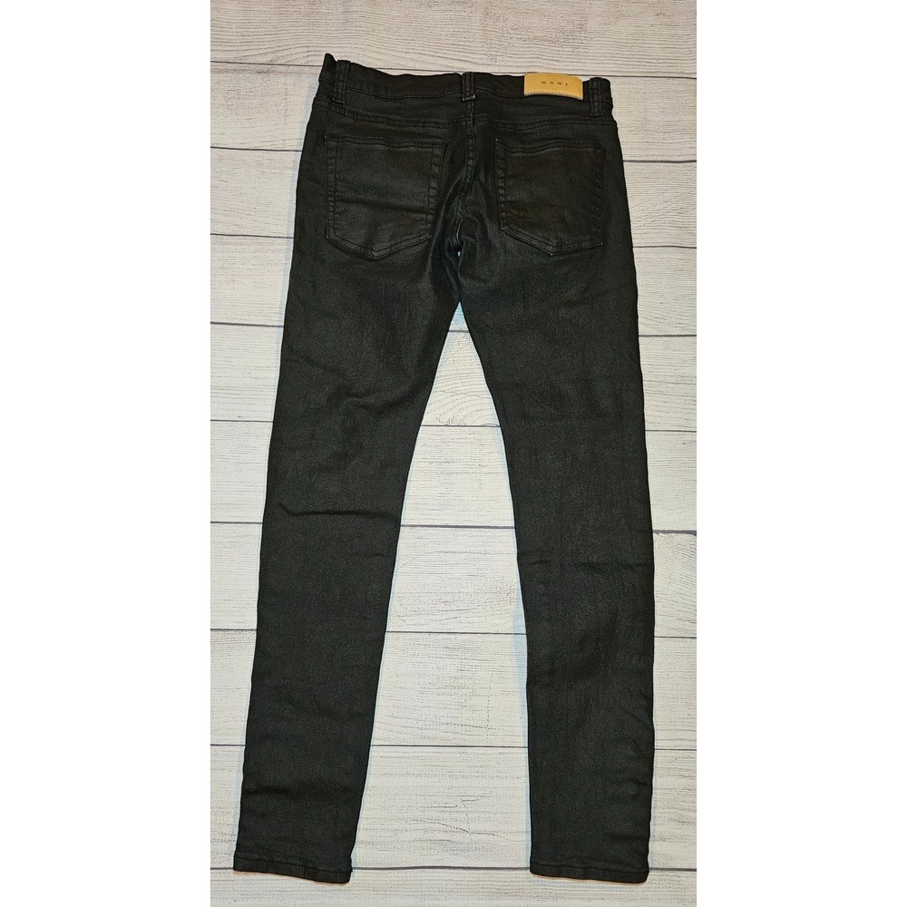 mnml Jeans Women 29 Black Skinny Stretch Denim Metalcore Jeans Ankle Lace Detail - Picture 3 of 7
